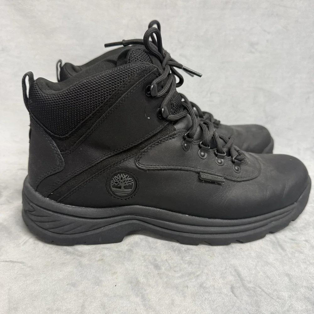 Timberland Boots Mens Size 11.5 Black Leather Waterproof Snow Outdoor 12122